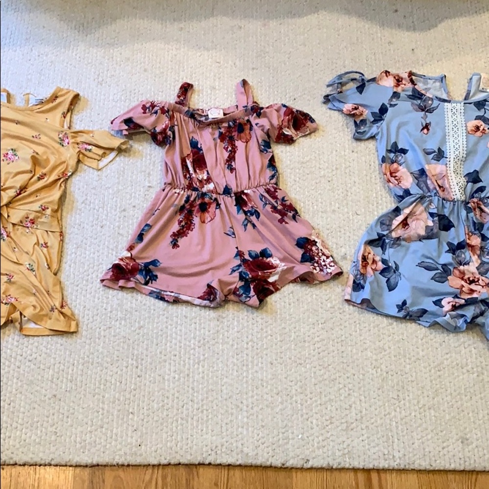 3 girls floral rompers!